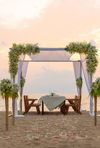 a table set up on a beach