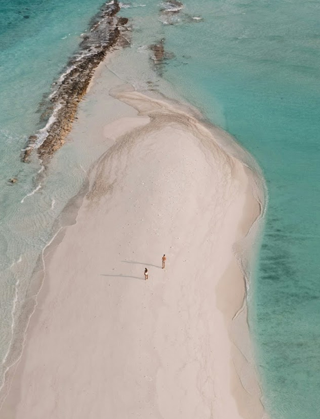 a couple of people on a sandy beach