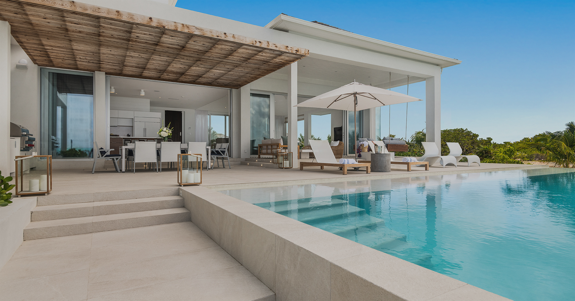 a swimming pool and a house