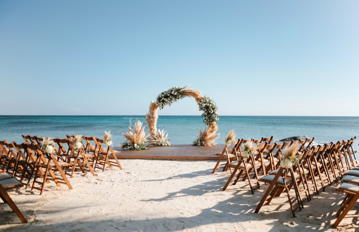 chairs and chairs on a beach
