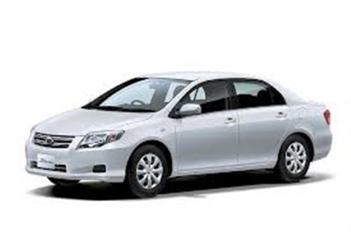 a white car with black wheels