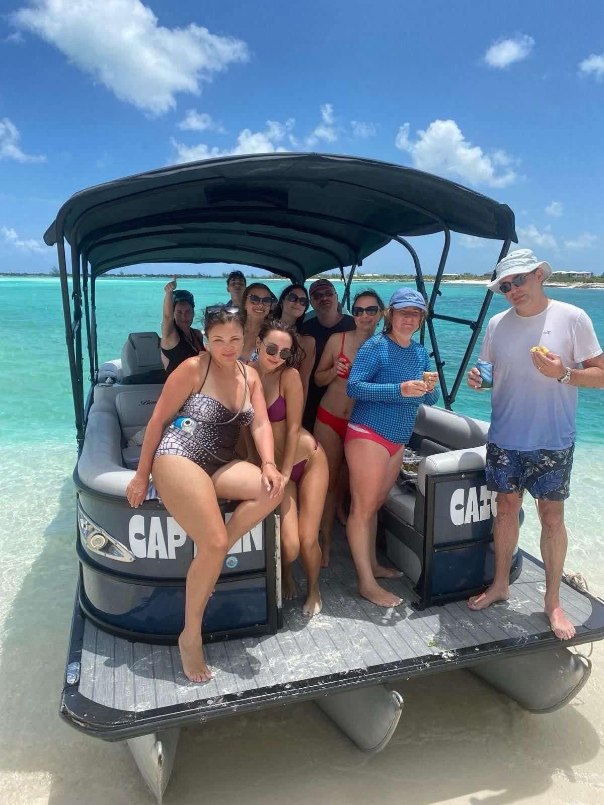 a group of people on a boat