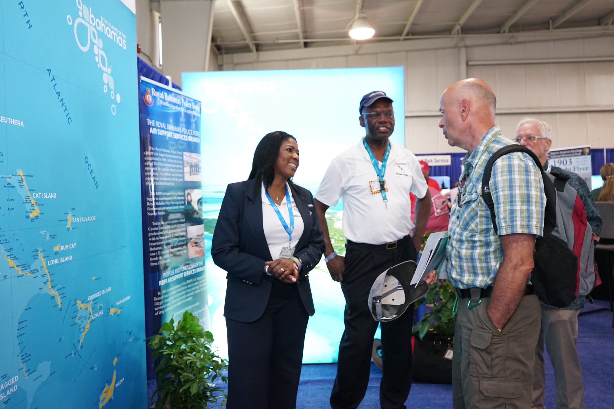 adg latia duncombe and senior director greg rolle at the bahamas booth in the ifp pavillion_ photo credit rossano deal