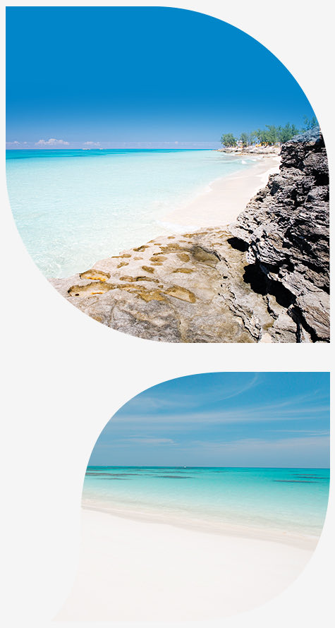 Top beach image with Rocks and bottom image beach 