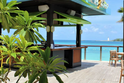 a bar with a view of the ocean