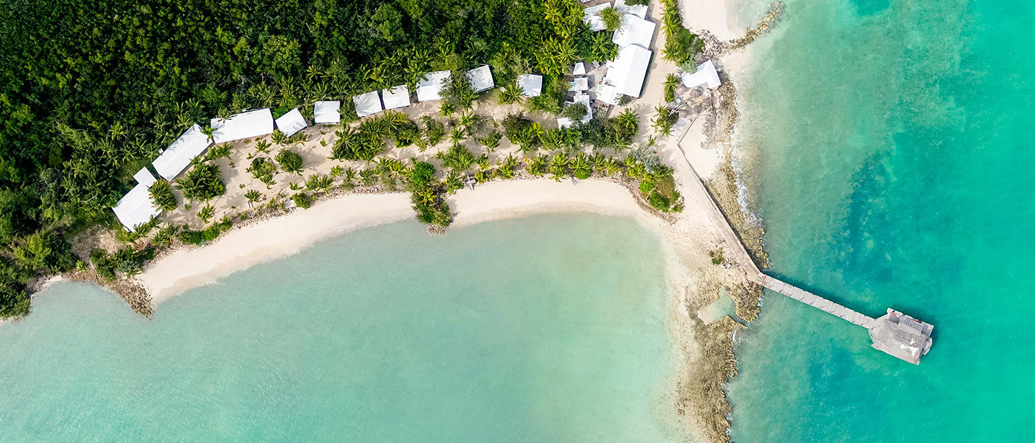 Aerial view of a beachside hotel