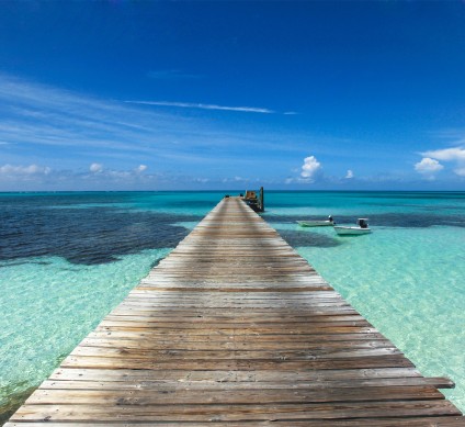 a wooden dock leading to a body of water