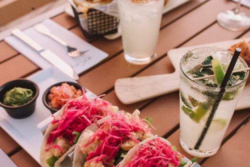 a table with food on it