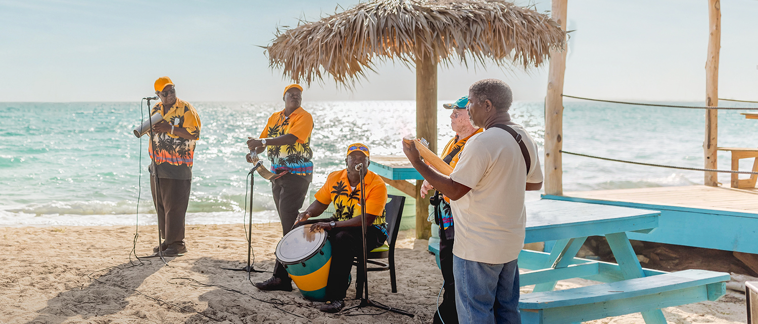 a group of people on a beach