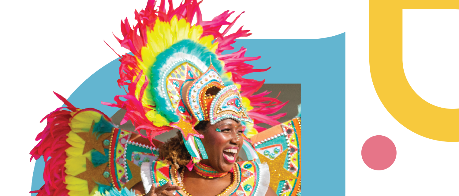 a woman wearing a colorful garment