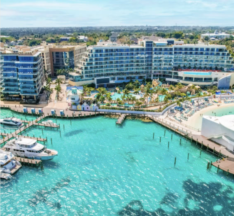 a large building next to a body of water