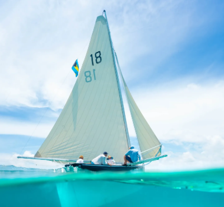 a group of people on a sailboat in the water