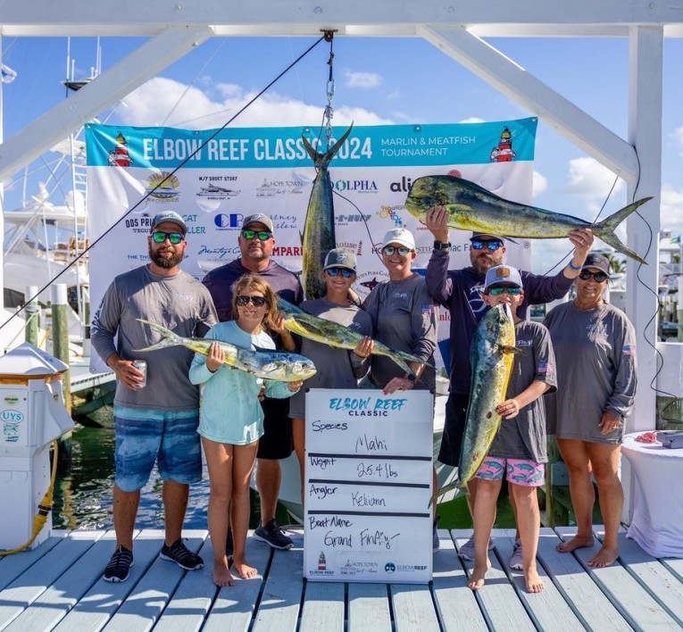 a group of people holding fish
