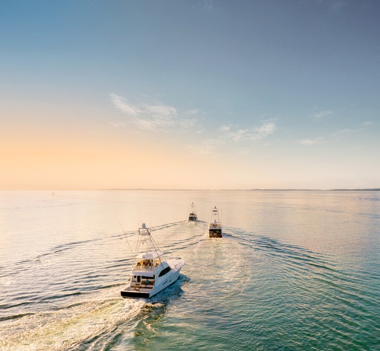 a group of boats on the water