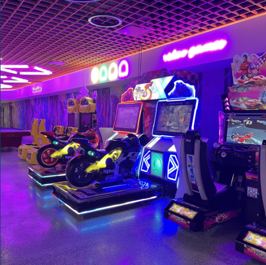 a room with arcade games